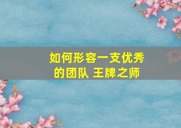 如何形容一支优秀的团队 王牌之师